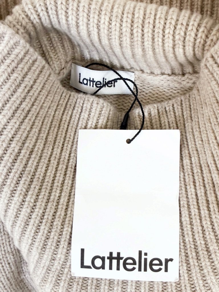 Lattelier High Neck Boxy Oversized Camel Hair & Wool Knit Sweater Nwt New L — image 7 of 7